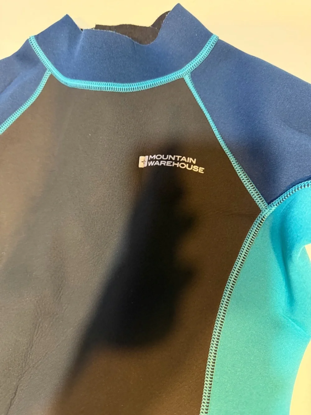 Mountain Warehouse Kids 11-12 Full Neoprene Wetsuit in navy and aqua